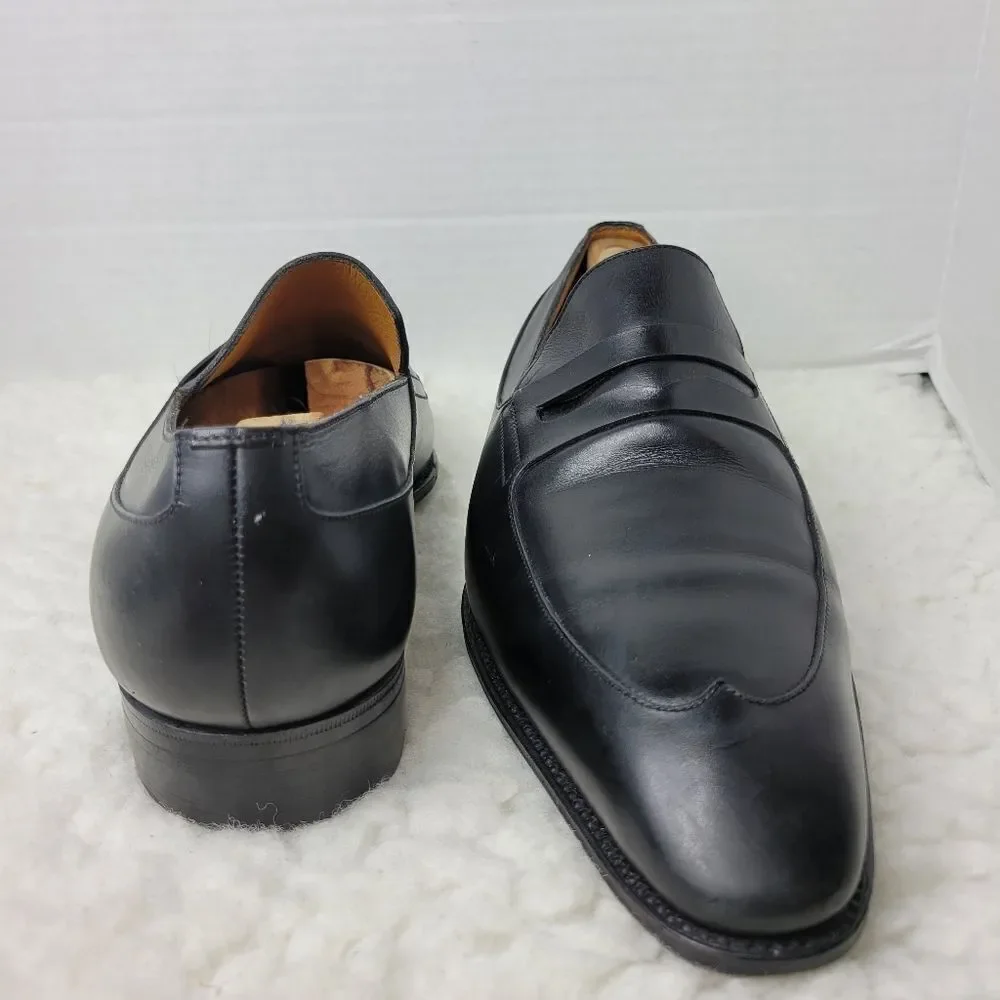 J.M. Weston Men's Penny Loafer Size 9 D Black Leather Pointed Toe Shoes